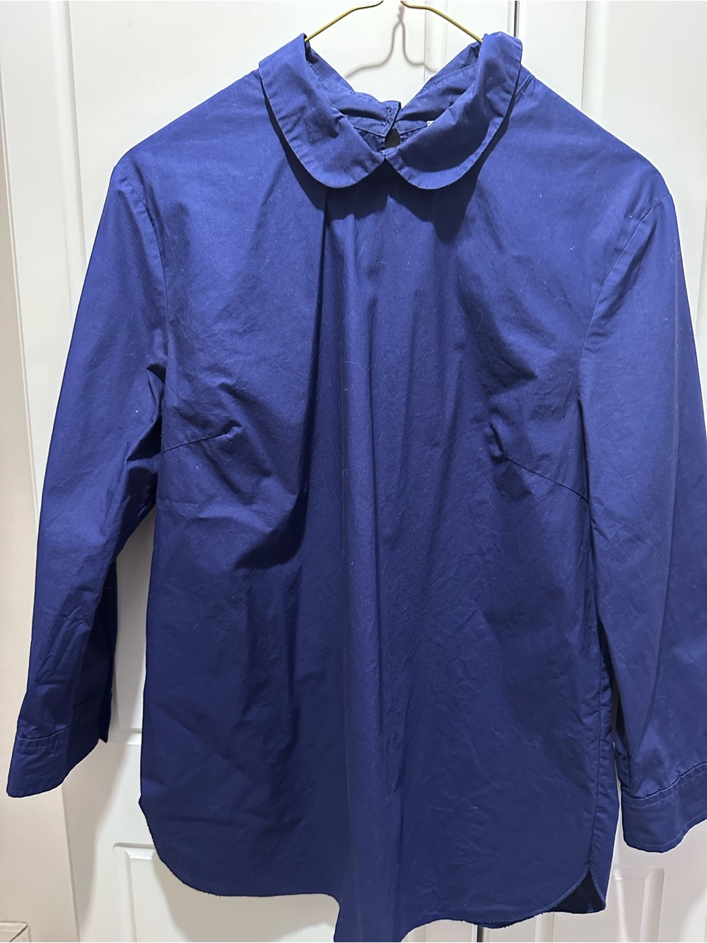 Wilfred Blue Cotton Shirt Blouse With Rounded Collar Darts and Back Detail